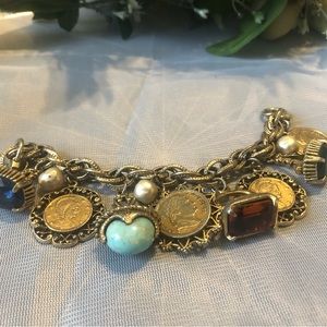 Vintage British Coin Charm Bracelet